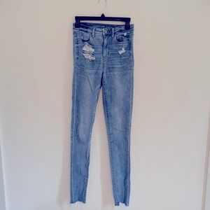 American Eagle Outfitters Light Blue Distressed Skinny Jeans